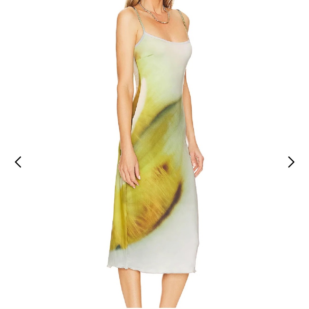 Belle the Label Green and Yellow Midi Pelia Dress